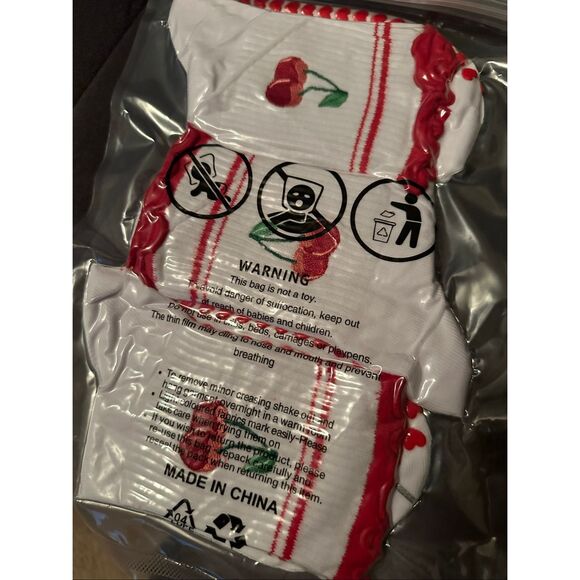 Sweet Cherry Vibes! 🍒 White Ruffle Grip Socks - Picture 2 of 4